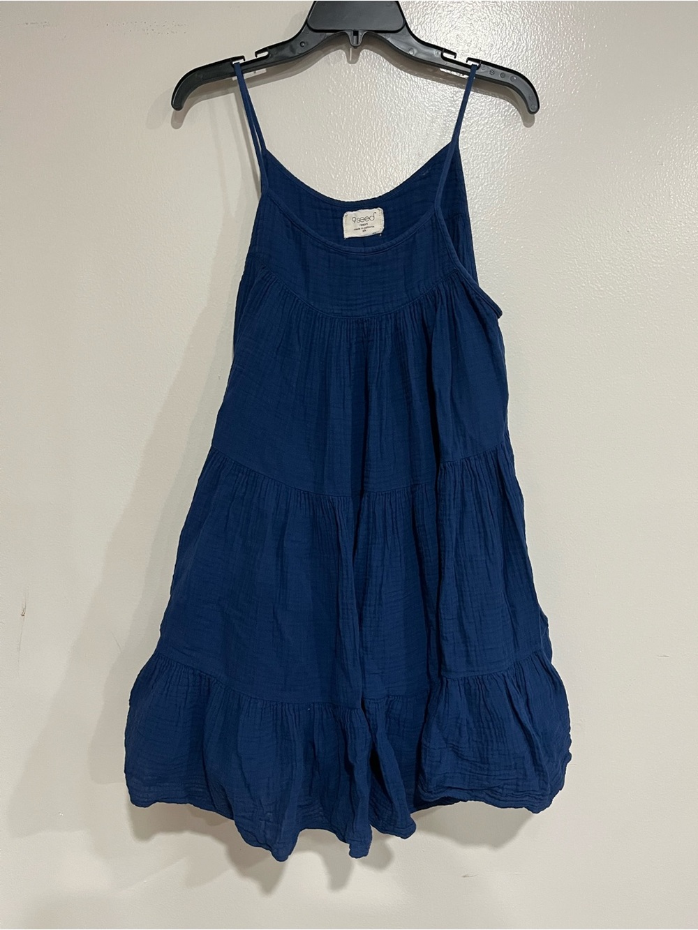 9seed El Matador Tiered Blue Cotton Gauze Cami Dress Sz S